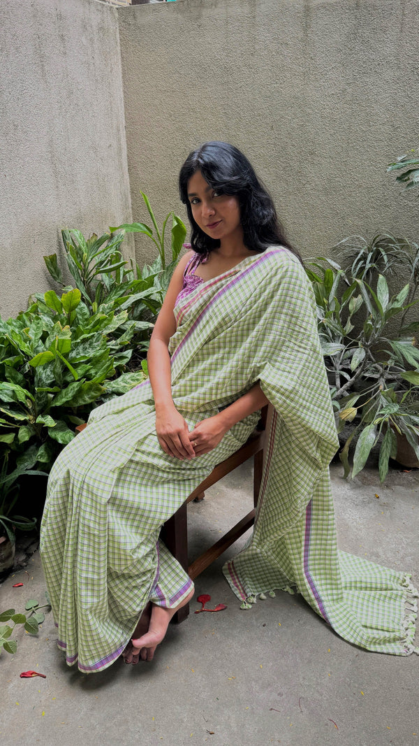 light green handloom saree