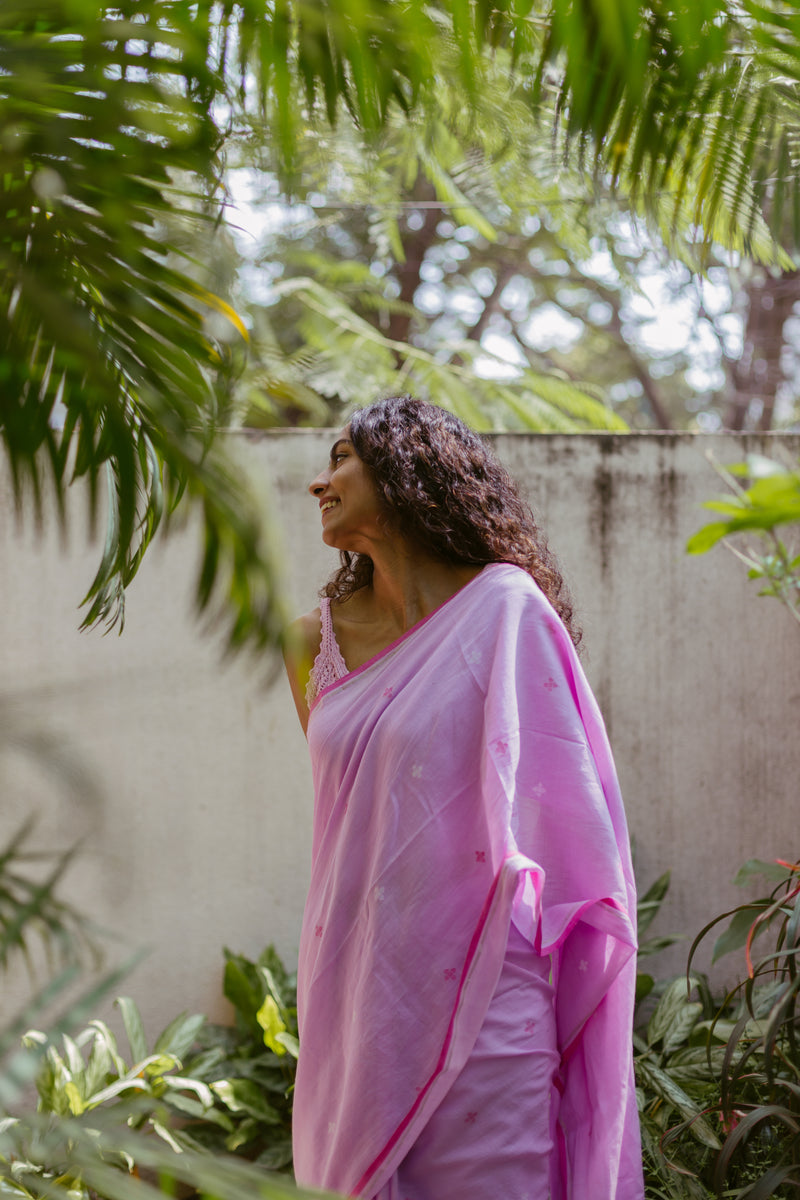 khadi cotton saree in pink